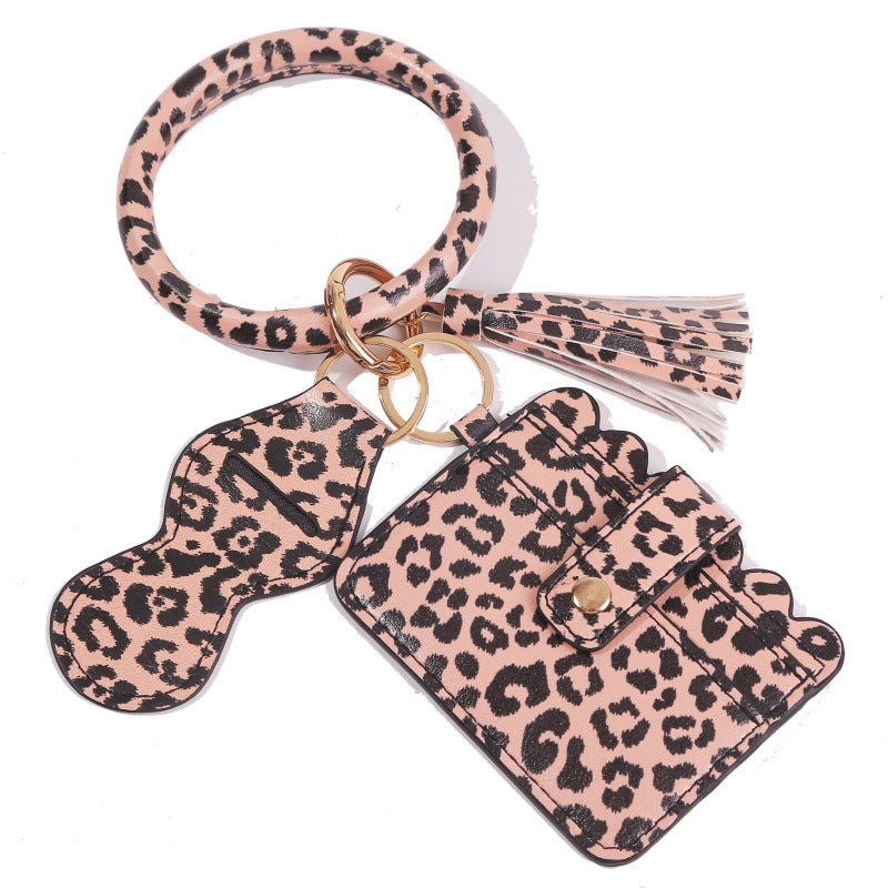 Wholesale  PU Leopard Print Snake Print Card Holder Wrist Keychain